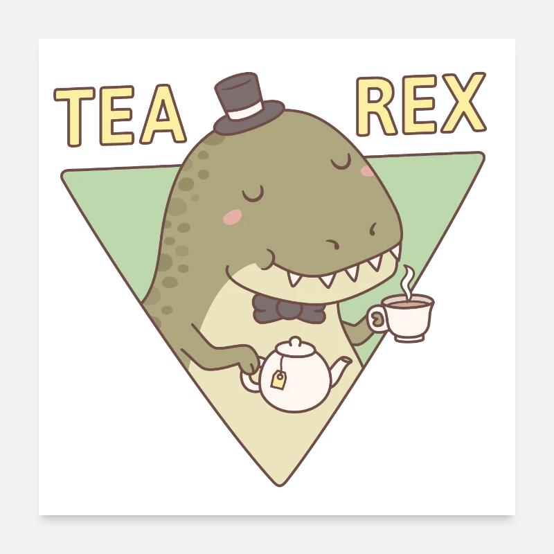 Cute Dinosaur Tea Rex Poster 24" x 24" (60x60 cm)