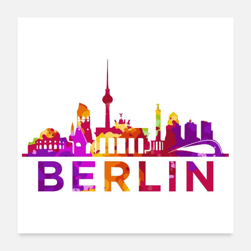 Berlin Skyline Impression Souvenir Geschenkidee Poster 60x60 cm