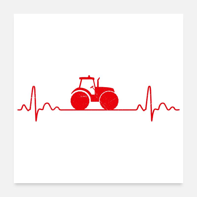 Heartbeat Tractor Farming Farmer Geschenkidee Poster 60x60 cm