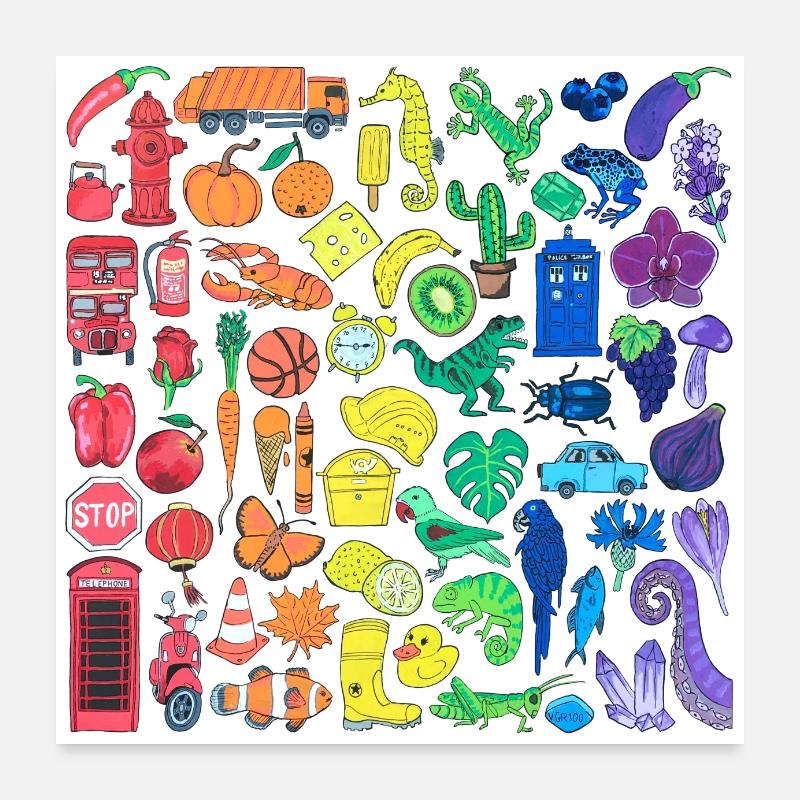 Regenbogen Farbverlauf Kleinteile - Poster 60x60 cm - Weiß