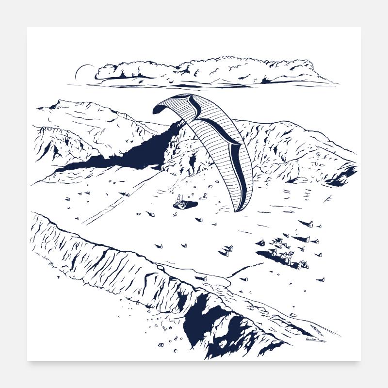 Paragliding - Poster 60x60 cm - Weiß