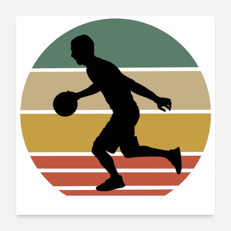 Basketteur rétro Poster 60 x 60 cm