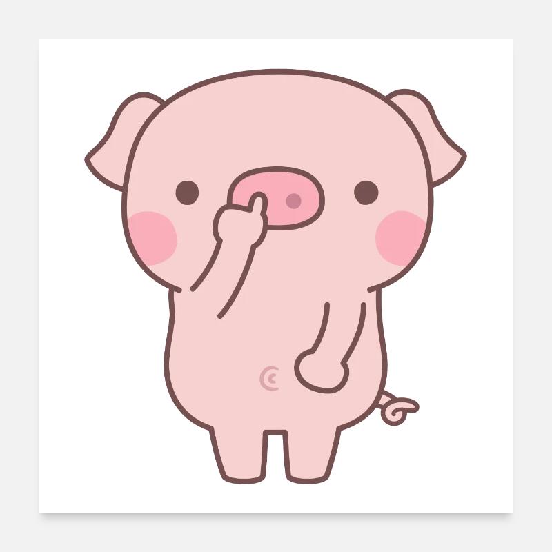 Süßes kleines Schweinchen Picking Nase Doodle Poster 60x60 cm