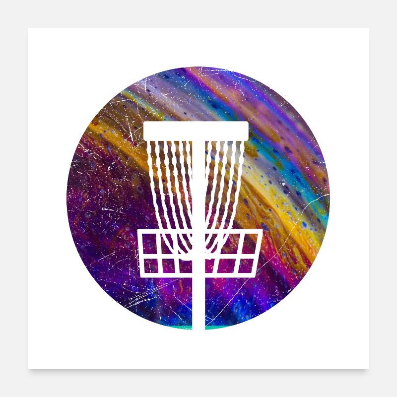 Double Exposition Discgolf Disc Golfing Idée cadeau Poster 60 x 60 cm