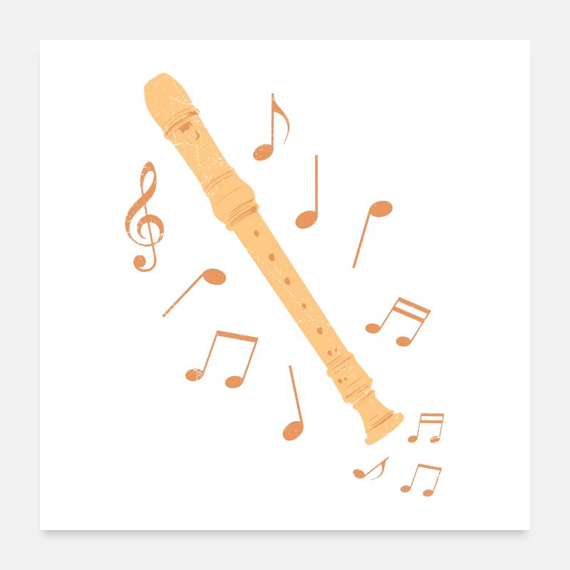 Sopran-Blockflöte mit Musik Note Geschenkidee Poster 60x60 cm