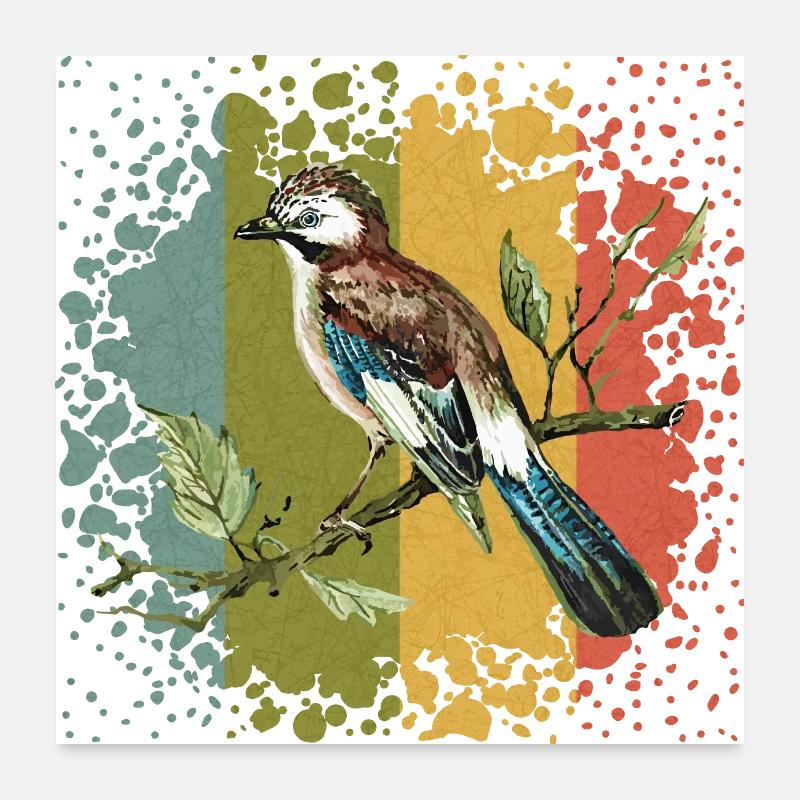 Bunter Vogel Poster 60x60 cm