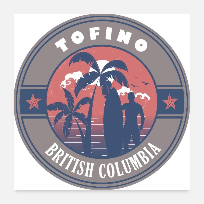 Tofino British Columbia Canada Summer Surf Design Poster 24" x 24" (60x60 cm)