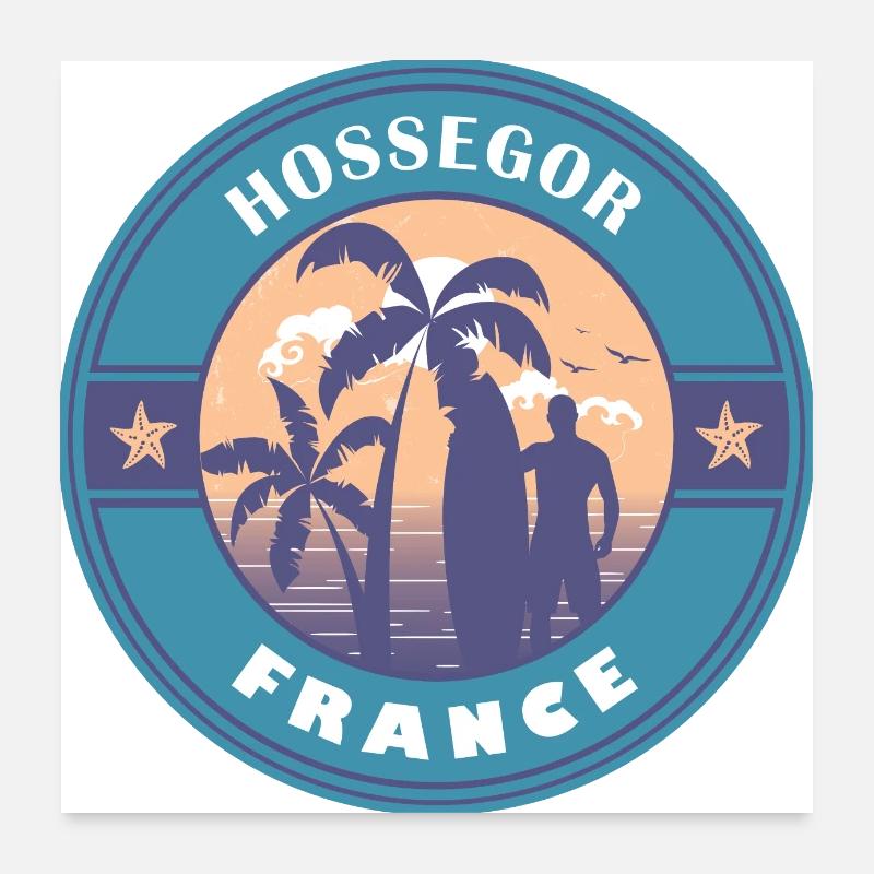 Hossegor Frankreich Sommer Surf Design Poster 60x60 cm