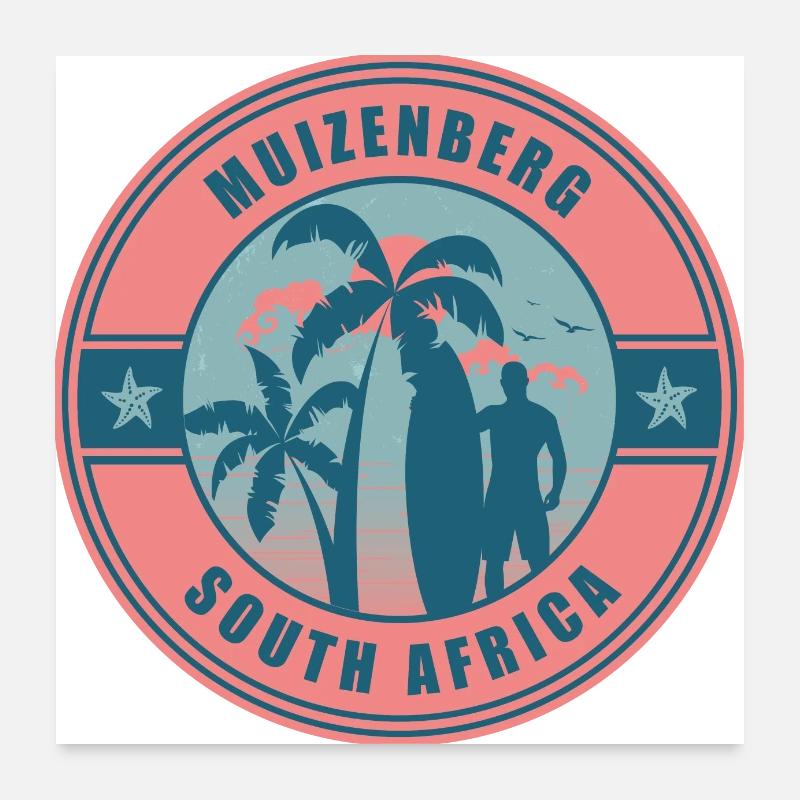 Muizenberg Afrique du Sud Summer Surf Design Poster 60 x 60 cm
