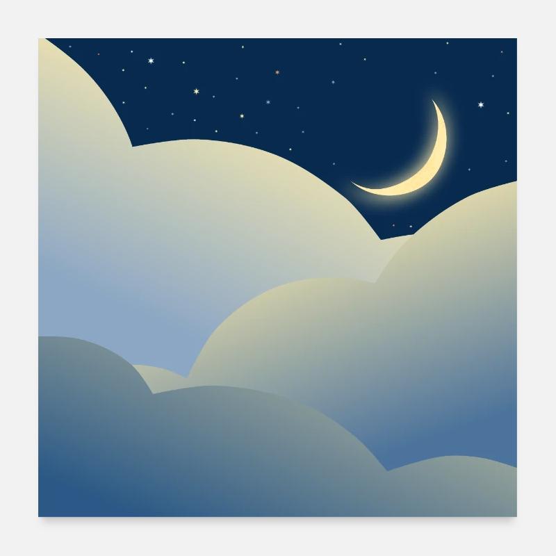 Night sky with moon Poster 24" x 24" (60x60 cm)