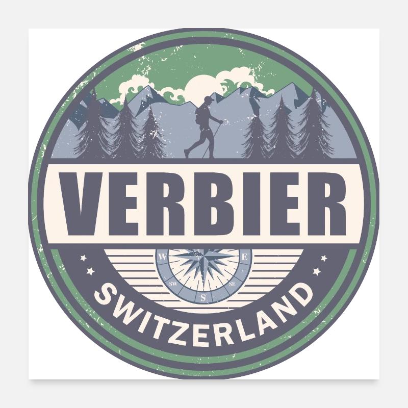 Verbier Schweiz Schweizer Alpen Vintage Wandern Poster 60x60 cm