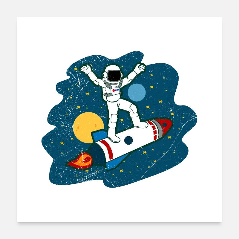 Astronaut Ride Spaceship Space Lover Geschenkidee Poster 60x60 cm