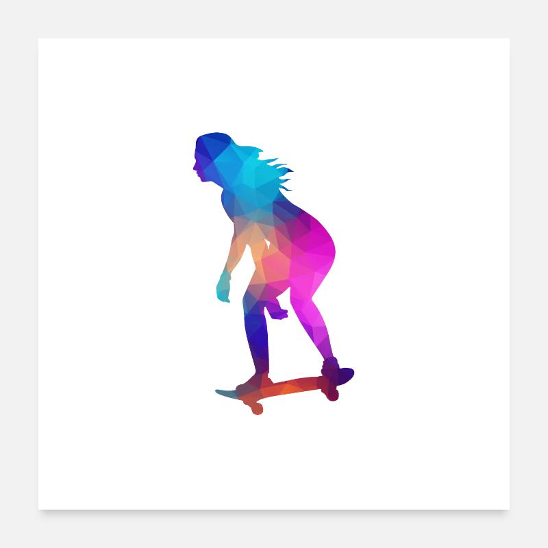 Skateboard Mädchen Skater Skateboarding Geschenk Poster 60x60 cm