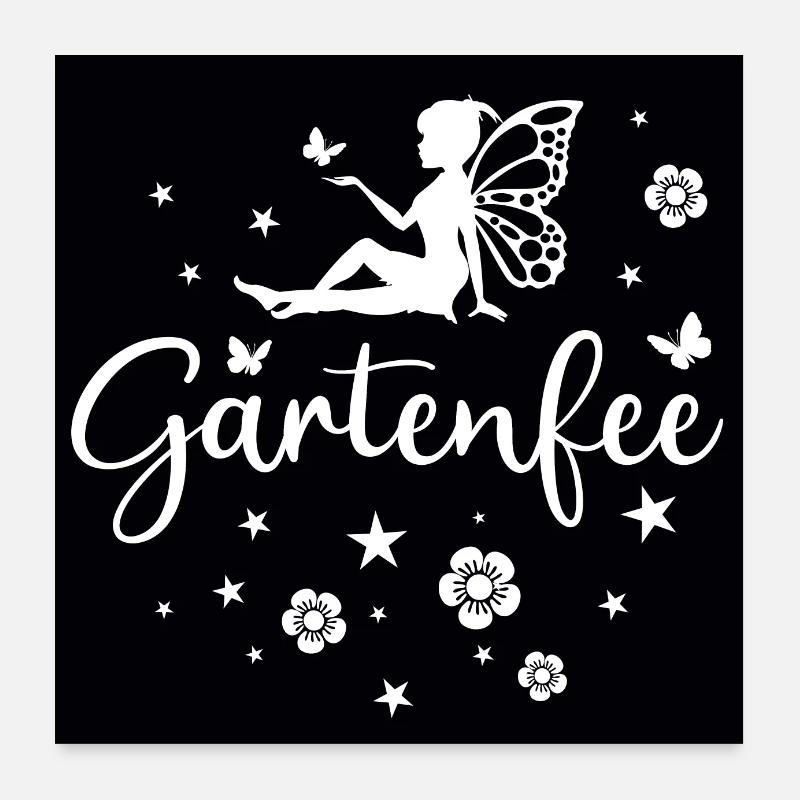 Gartenfee Gärtnerin Blumen Garten Schmetterling Poster 60x60 cm