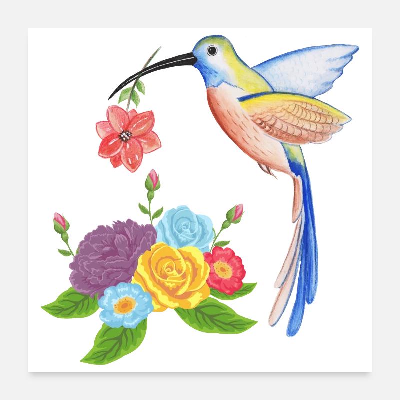 Kolibri-Nest Poster 60x60 cm