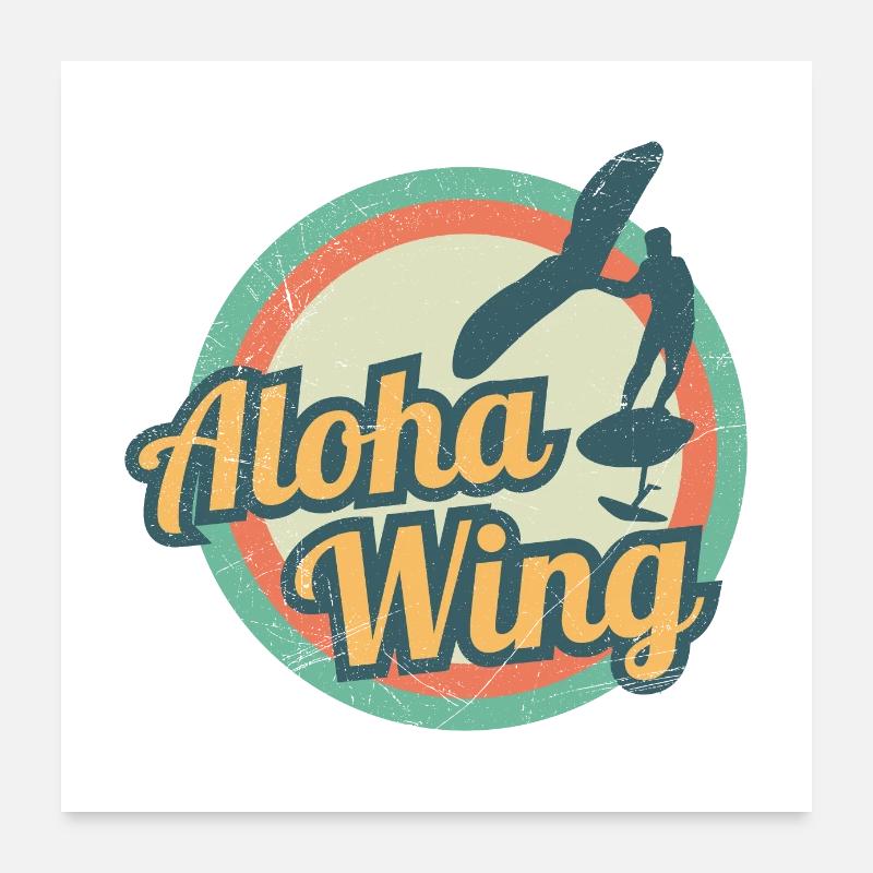 Wing Foiling Aloha Wing Wingsurf Hawaii Gift Poster 24" x 24" (60x60 cm)