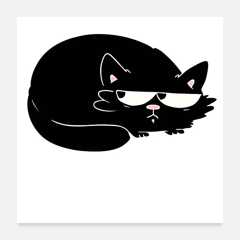 funny black cat meh cat Poster 24" x 24" (60x60 cm)