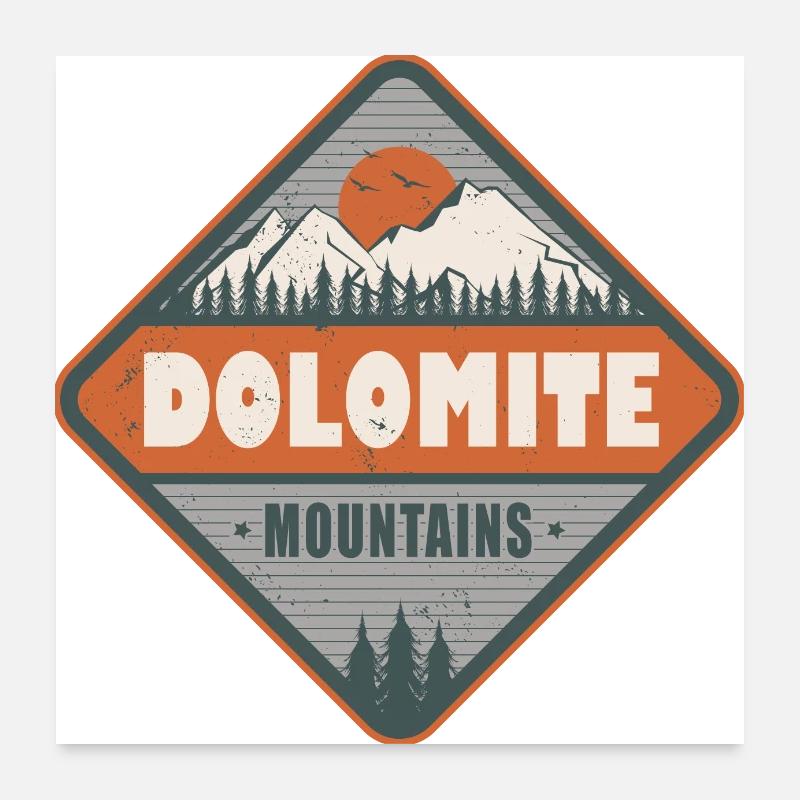 Dolomiten Italien Vintage Wanderdesign Poster 60x60 cm