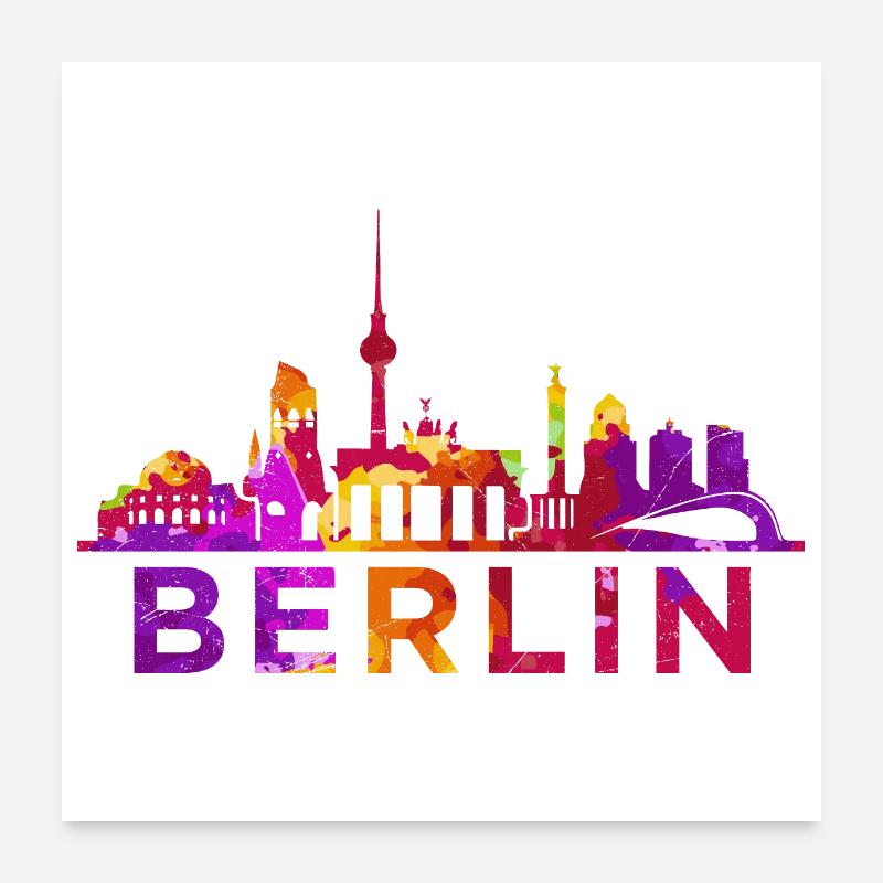 Berlin Skyline Impression Idée cadeau souvenir Poster 60 x 60 cm