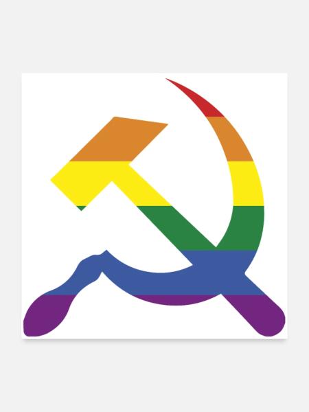 Cadeau communiste lgbt | gaucho gay | arc en ciel - Poster 60 x 60 cm - blanc - Devant