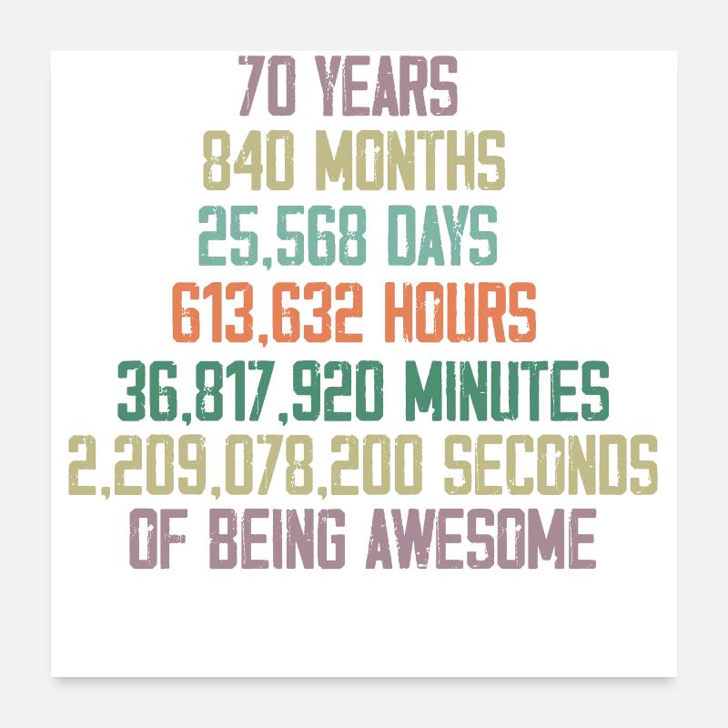 70e anniversaire cadeau Poster 60 x 60 cm