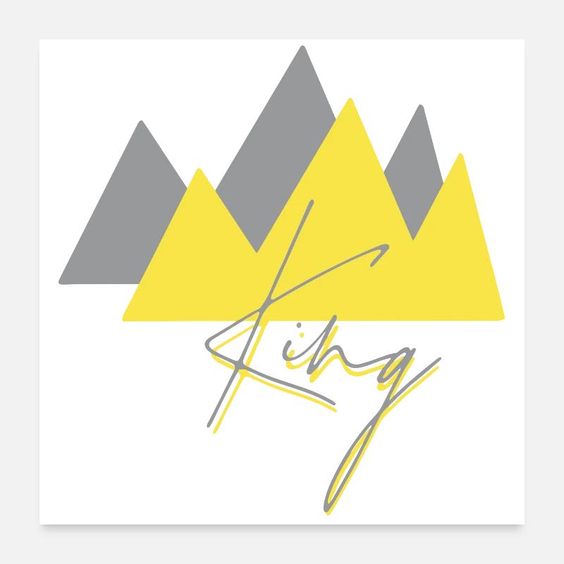 Mountains Minimalist Ultimate Gray Illuminating Poster 24" x 24" (60x60 cm)