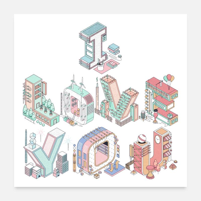 I LOVE YOU Poster 60x60 cm