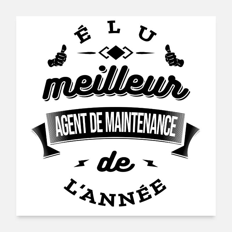 ÉLU MEILLEUR AGENT DE MAINTENANCE DE L'ANNÉE Poster 60 x 60 cm