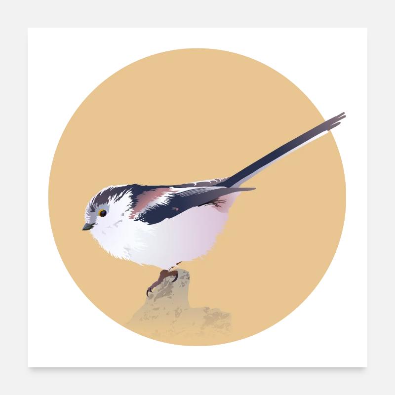 Mésange à longue queue Poster 60 x 60 cm