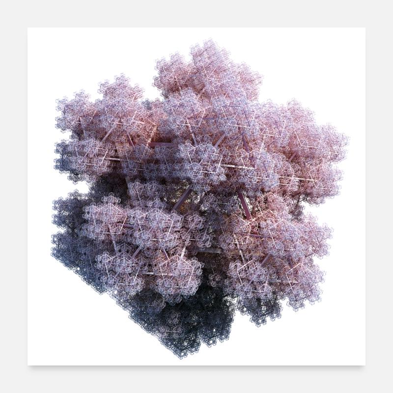 Weiße Fraktale - Poster 60x60 cm - Weiß