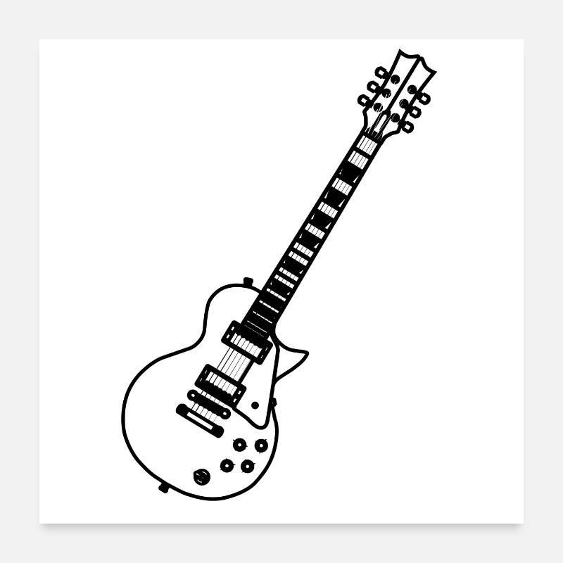 Guitar Line Drawing Poster 24" x 24" (60x60 cm)