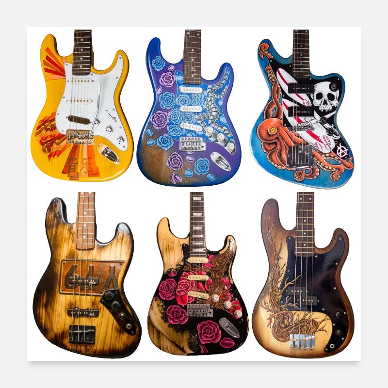 Gitarrensechser Poster 60x60 cm