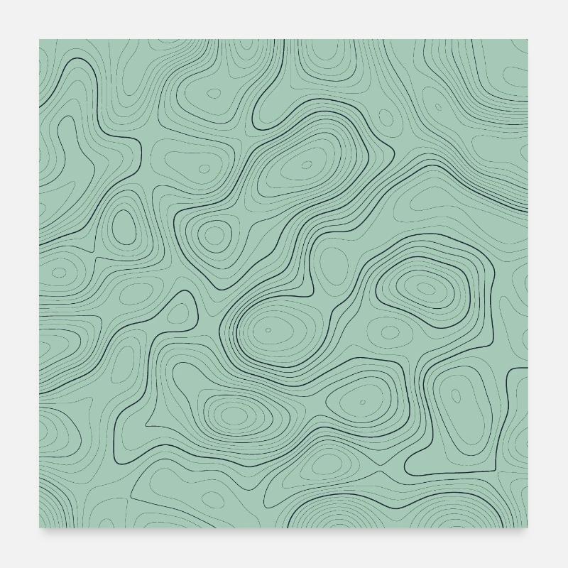Gunmetal x Cambdrige Blue Topographic Lines Poster 24" x 24" (60x60 cm)