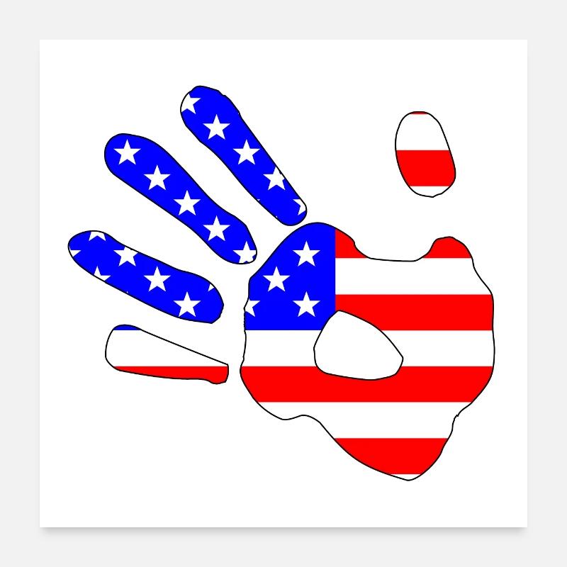 Silhouette d’empreinte à la main Stars And Stripes Poster 60 x 60 cm