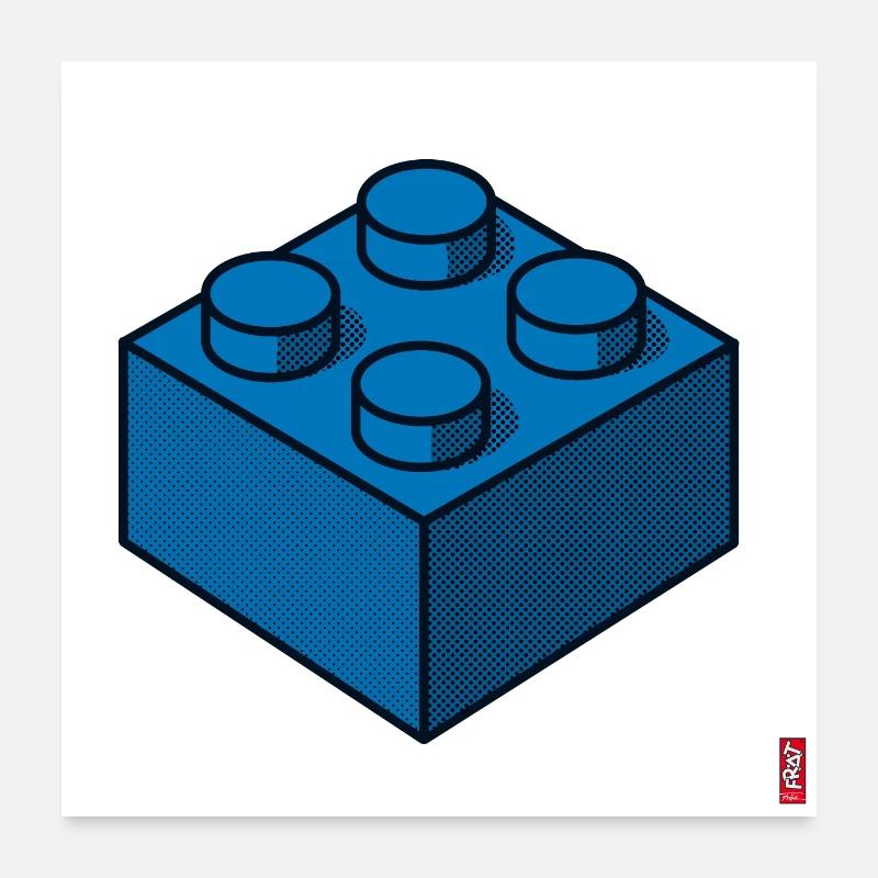 Baustein Blau Poster 60x60 cm