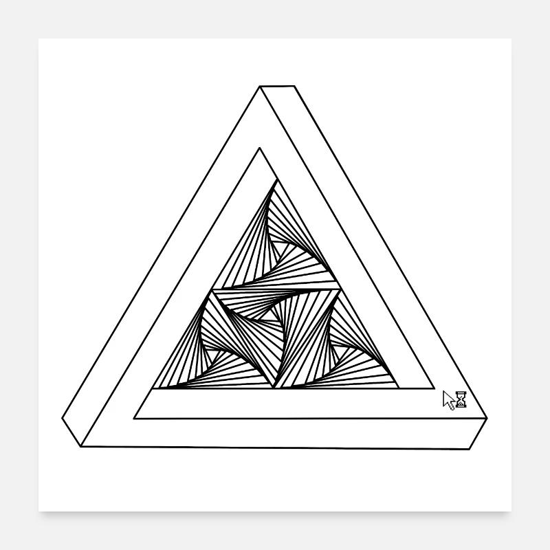Weißes Penrose-Dreieck | Cursor Poster 60x60 cm