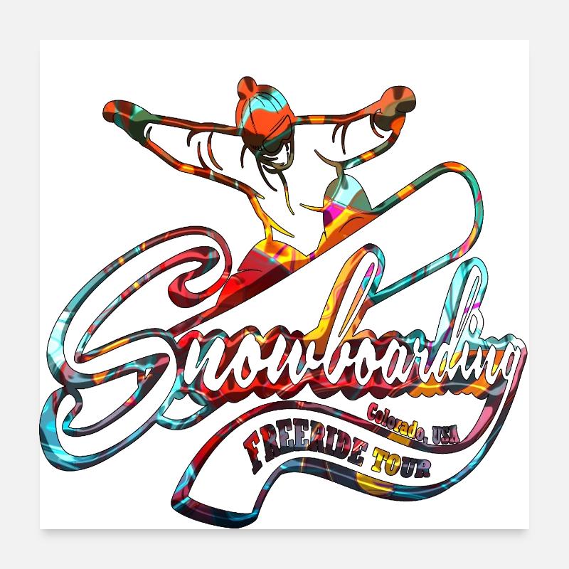 Snowboarden Poster 60x60 cm