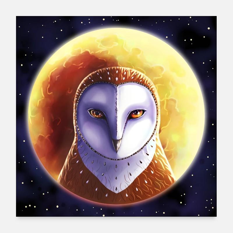Hibou devant la lune Poster 60 x 60 cm