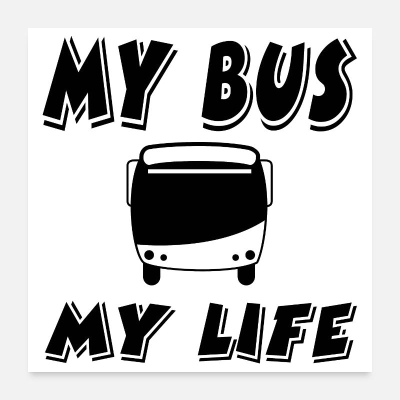 Bus - Poster 60x60 cm - Weiß