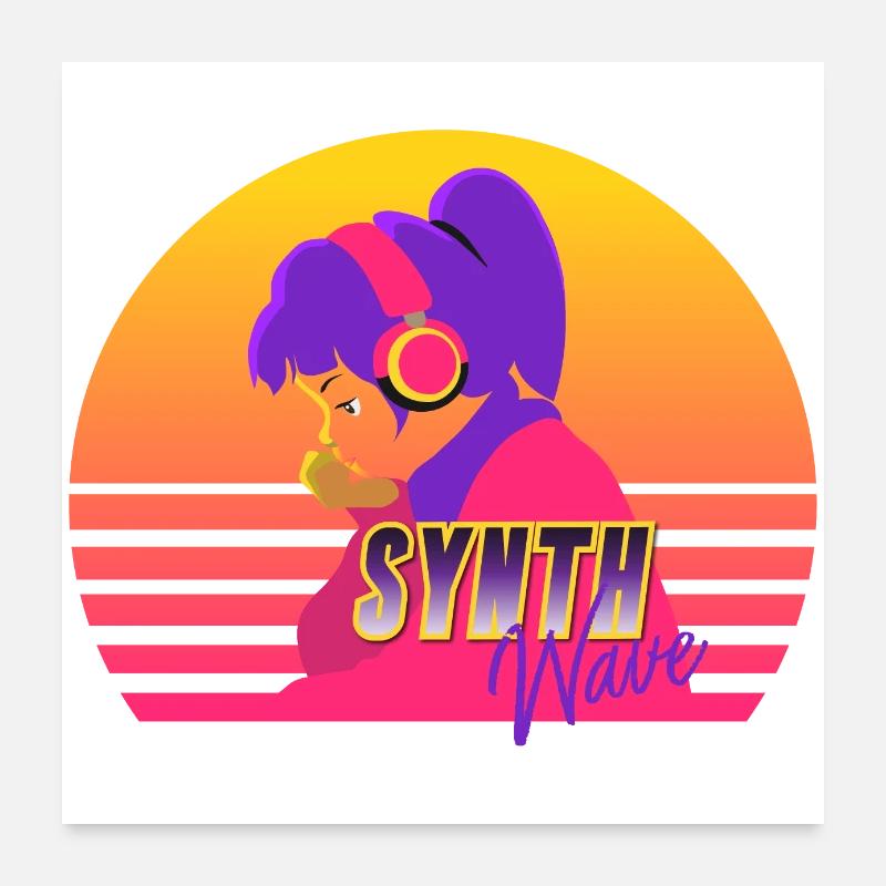 Synthwave Girl Poster 60 x 60 cm