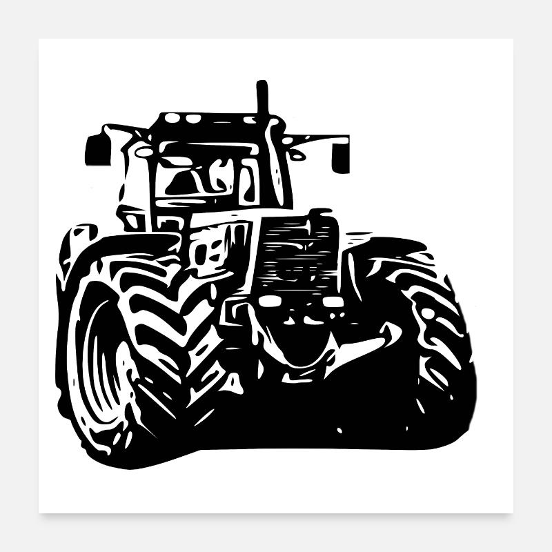 Traktor - Poster 60x60 cm - Weiß