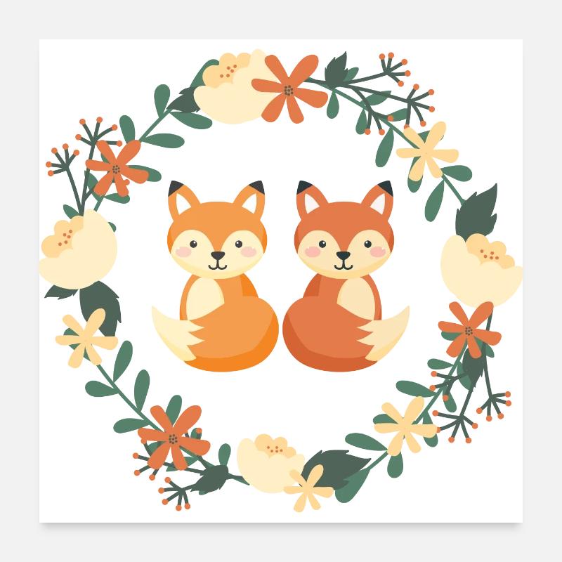 frères et sœurs renards Poster 60 x 60 cm