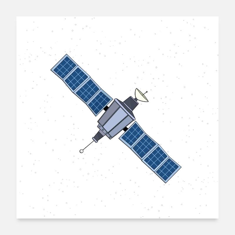 Schwebender Satellit Poster 60x60 cm