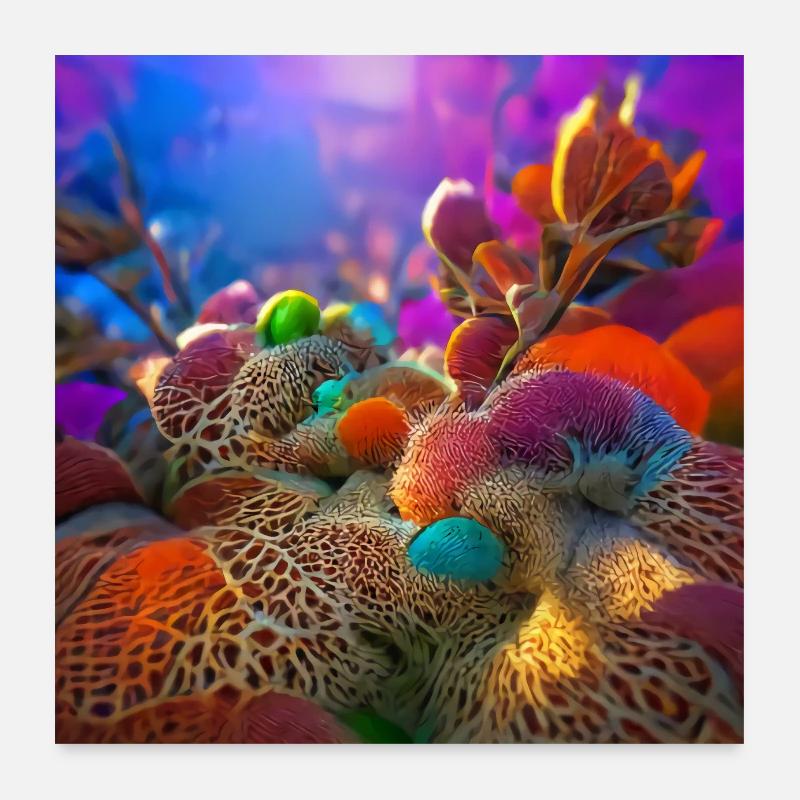 Récif corallien sous-marin coloré Poster 60 x 60 cm