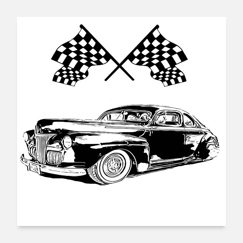 Auto - Poster 60x60 cm - Weiß