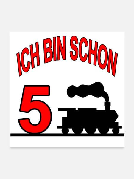 Dampflok - Poster 60x60 cm - Weiß