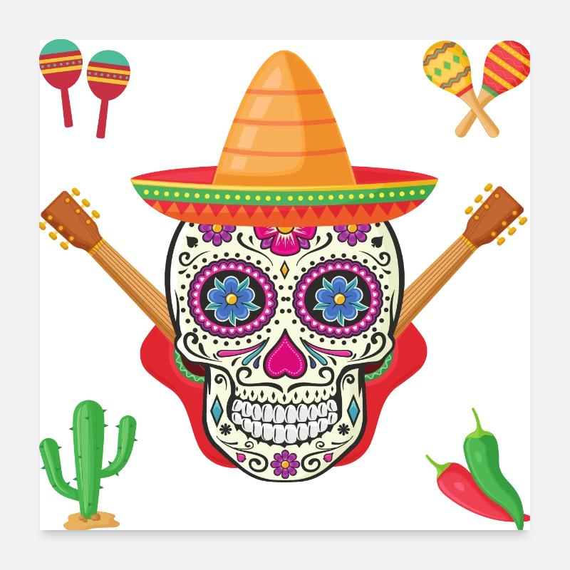 Mandala-Schädel feiert spanische Feiertage Poster 60x60 cm