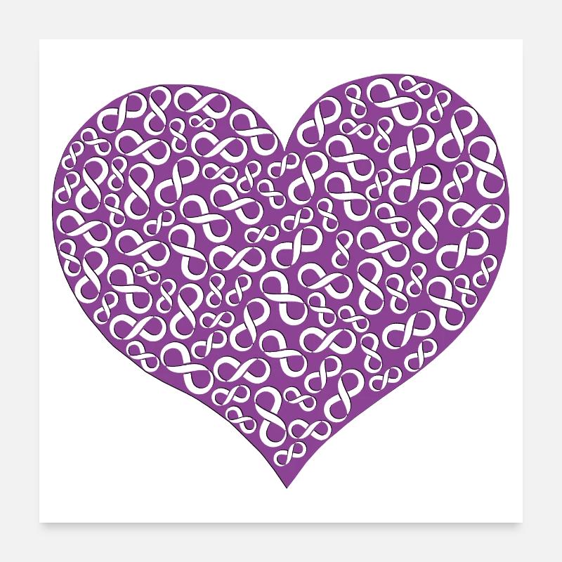 Coeur Infinity 3D - Violet Poster 60 x 60 cm