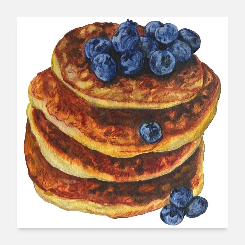 Pfannkuchen mit Blaubeeren Poster 60x60 cm