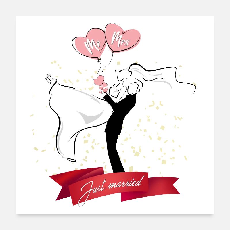 Idée cadeau pour le mariage ou l’anniversaire de mariage - Poster 60 x 60 cm - blanc